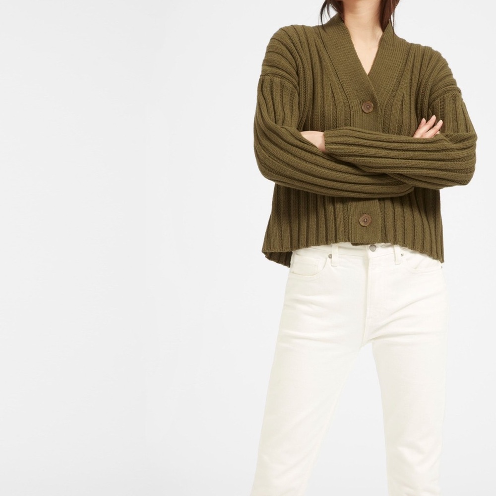 EVERLANE Wool-Cashmere Ribbed Cardigan